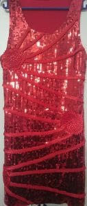 Adult Female Costumes to Hire - Red Sequin dress